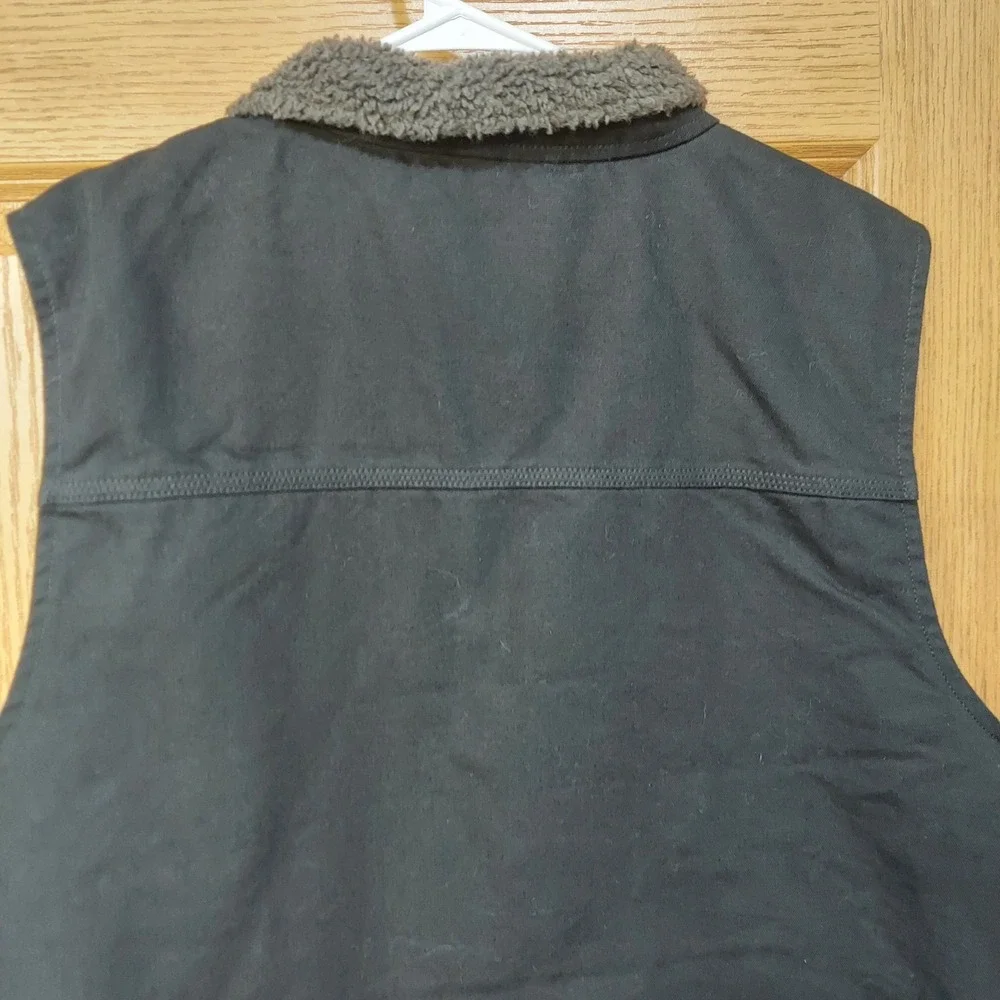 Carhartt Mens XL Loose Fit Sherpa Lined Mock Neck Vest Black Cotton OV4277-M